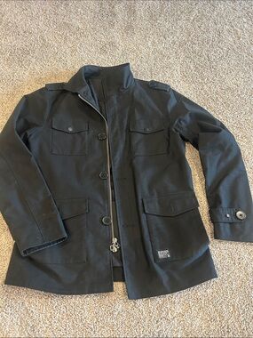 KR3W Black Military Field Jacket with Utility Pockets